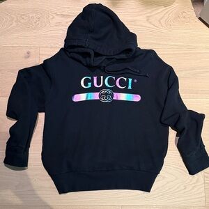 Gucci Black Sweatshirt with Multicolor Logo